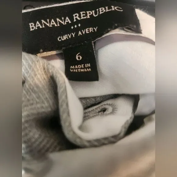 Banana Republic 6 CurvyAvery Gray HerringbonePrint Belted FullLength Women Pants - Picture 2 of 7